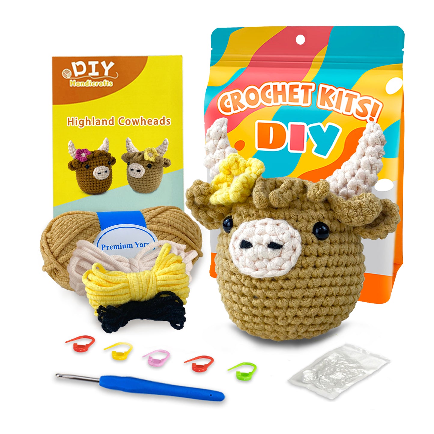 Fergus the Highland Cow Khaki Crochet Kit