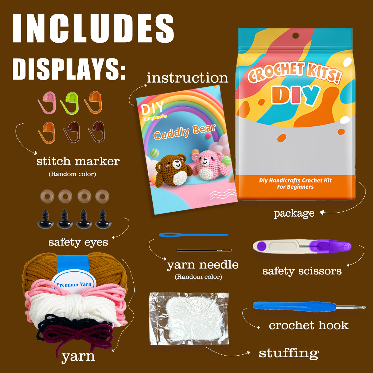 Huggins the Little Bear Brown Crochet Kit