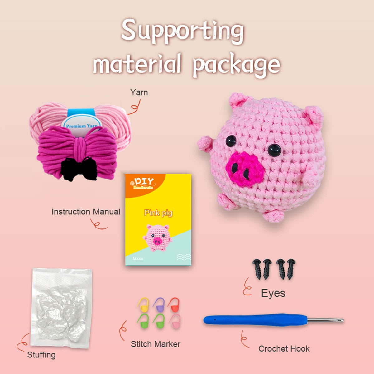 Rosie the Pig Pink Crochet kit