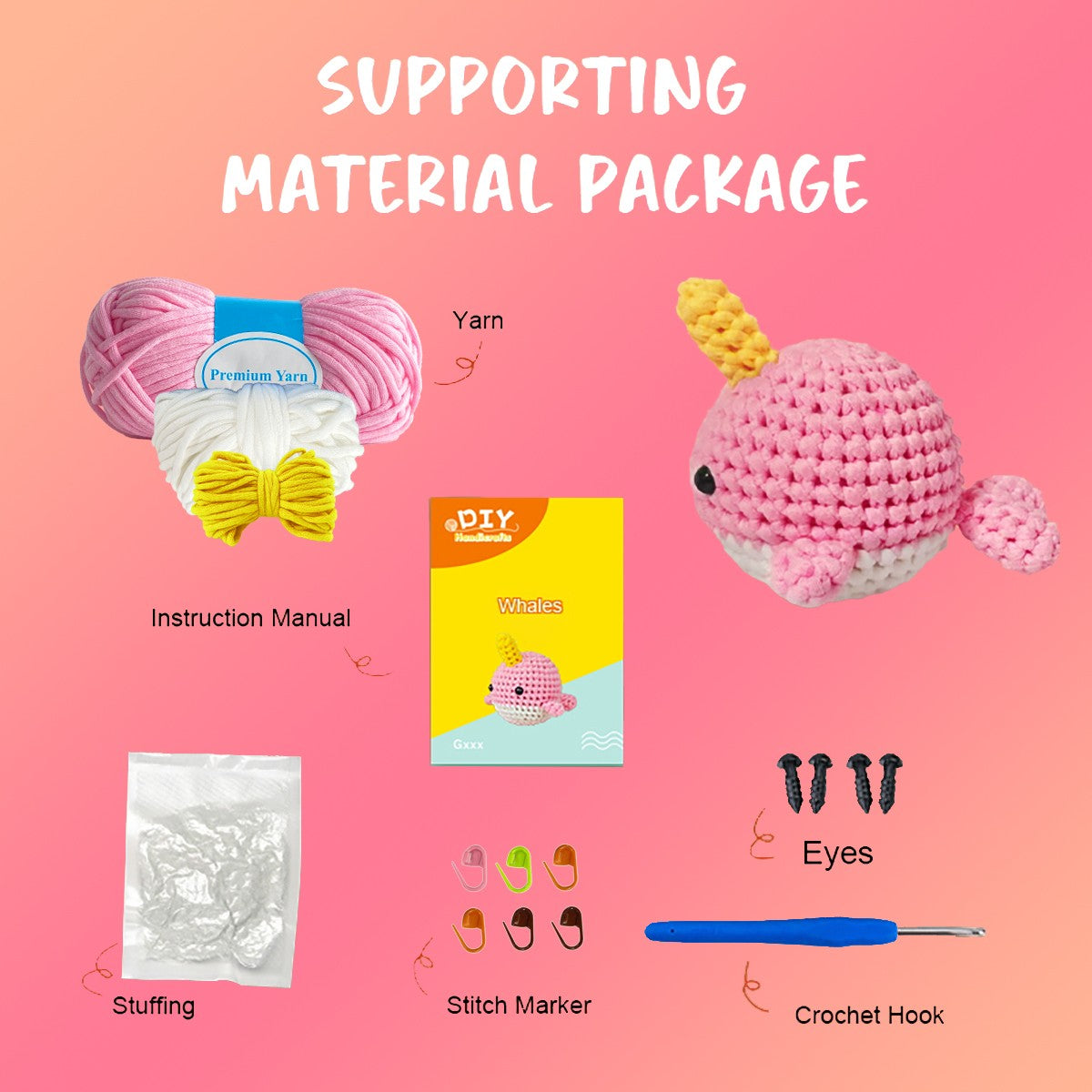 Coraline The Whale Pink Crochet kit