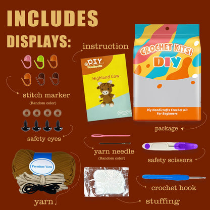 Rupert the Highland Cow brown Crochet kit