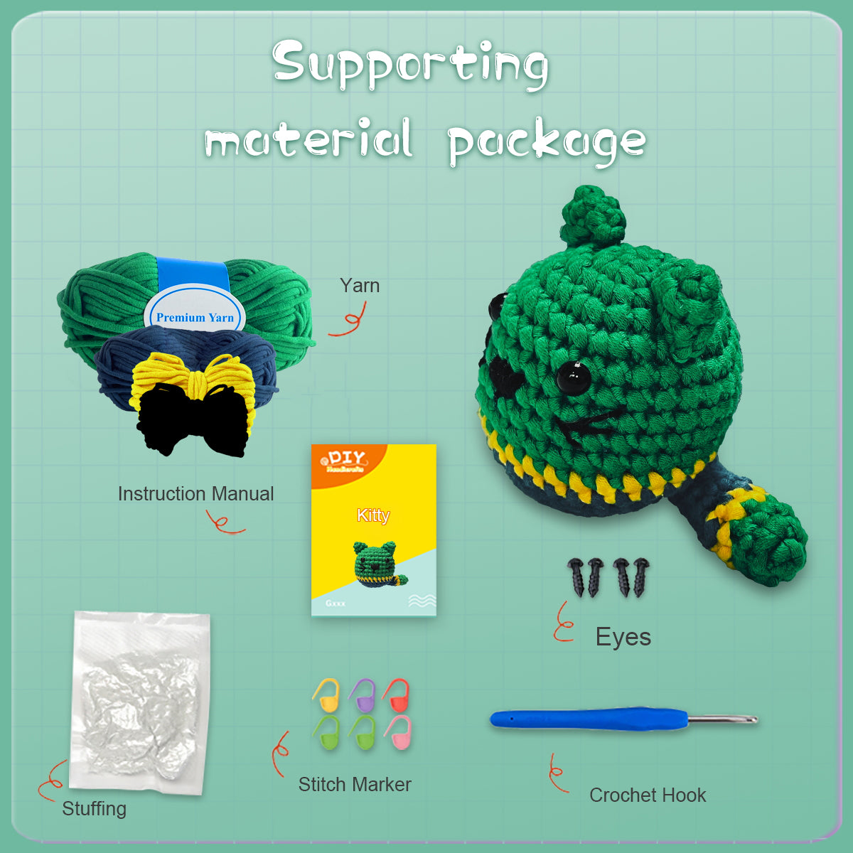 Seraphina the Kitty Green Crochet Kit