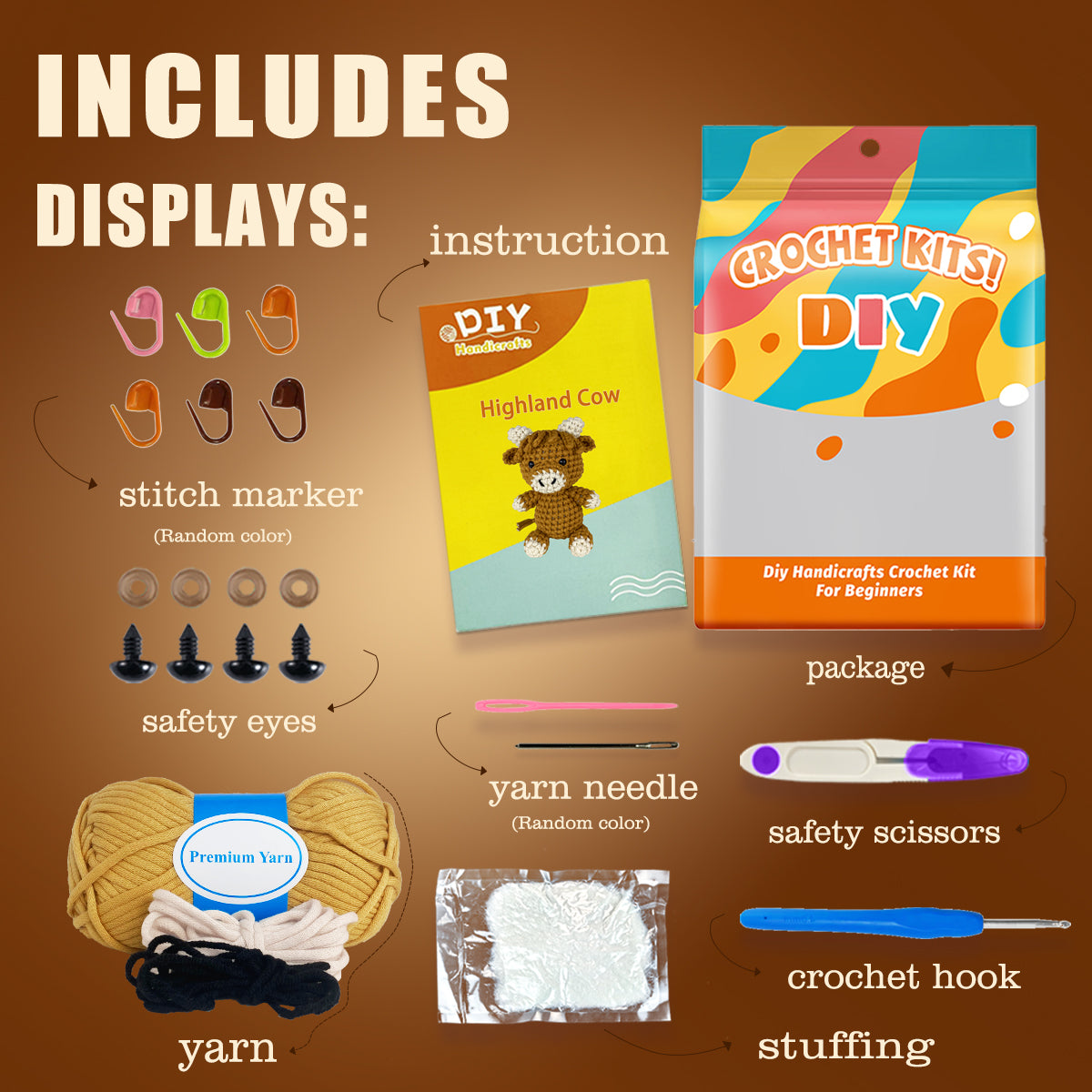 Rupert the Highland Cow Khaki Crochet kit