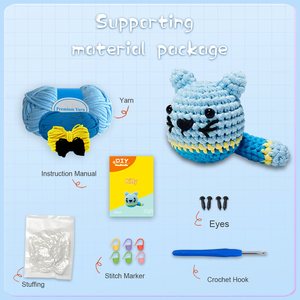 Seraphina the Kitty Blue Crochet Kit