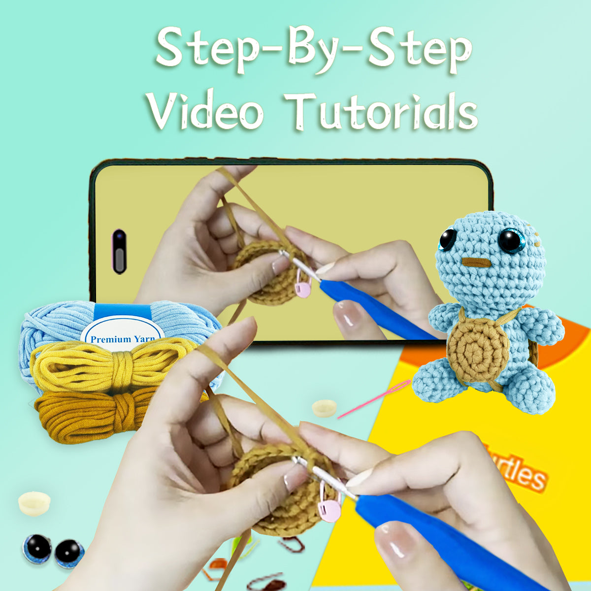 Cedric the Turtle Blue Crochet Kit