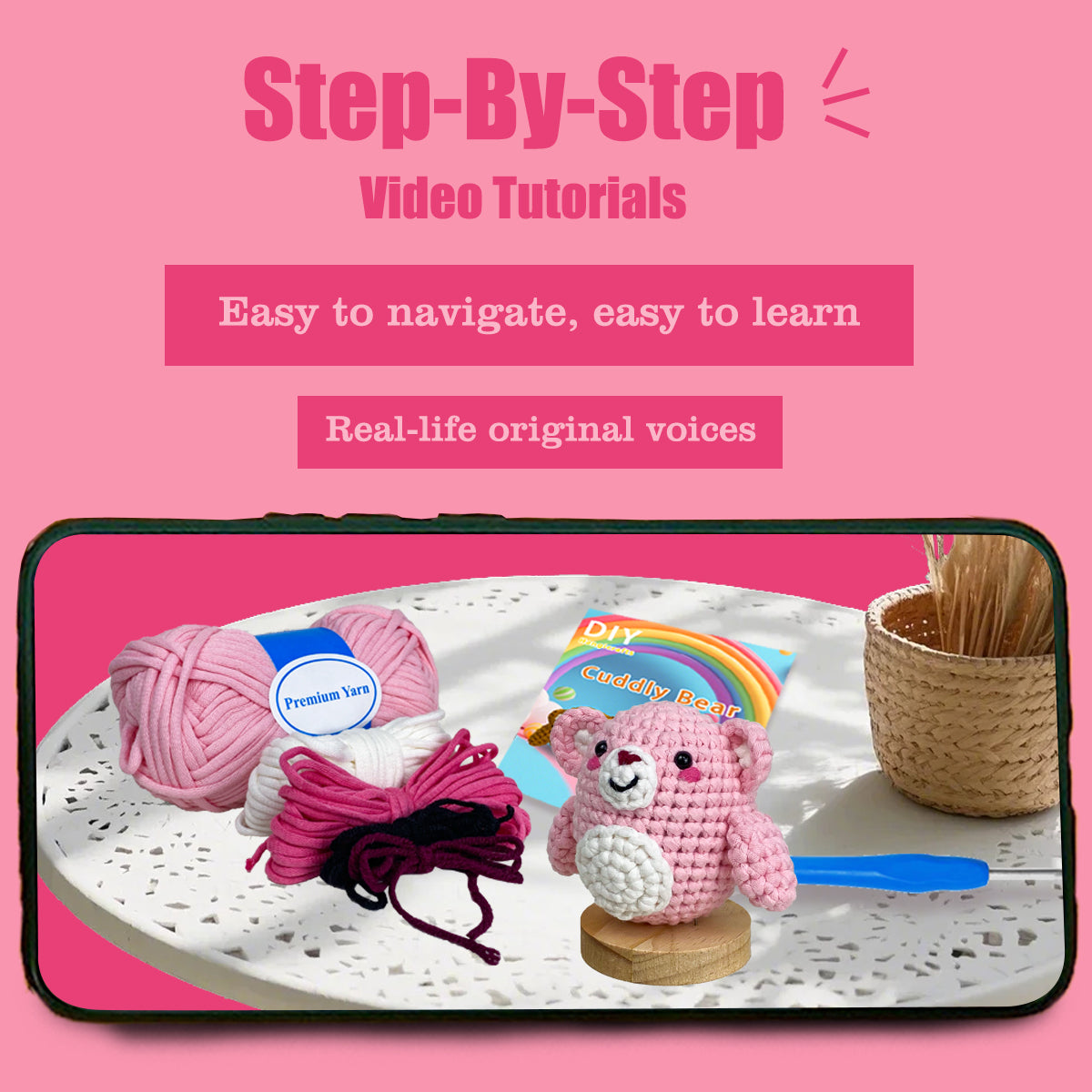 Huggins the Little Bear Pink Crochet Kit