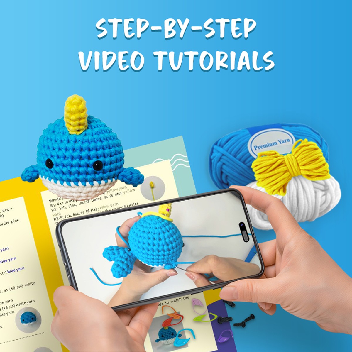 Leviathan the Whale Blue Crochet Kit