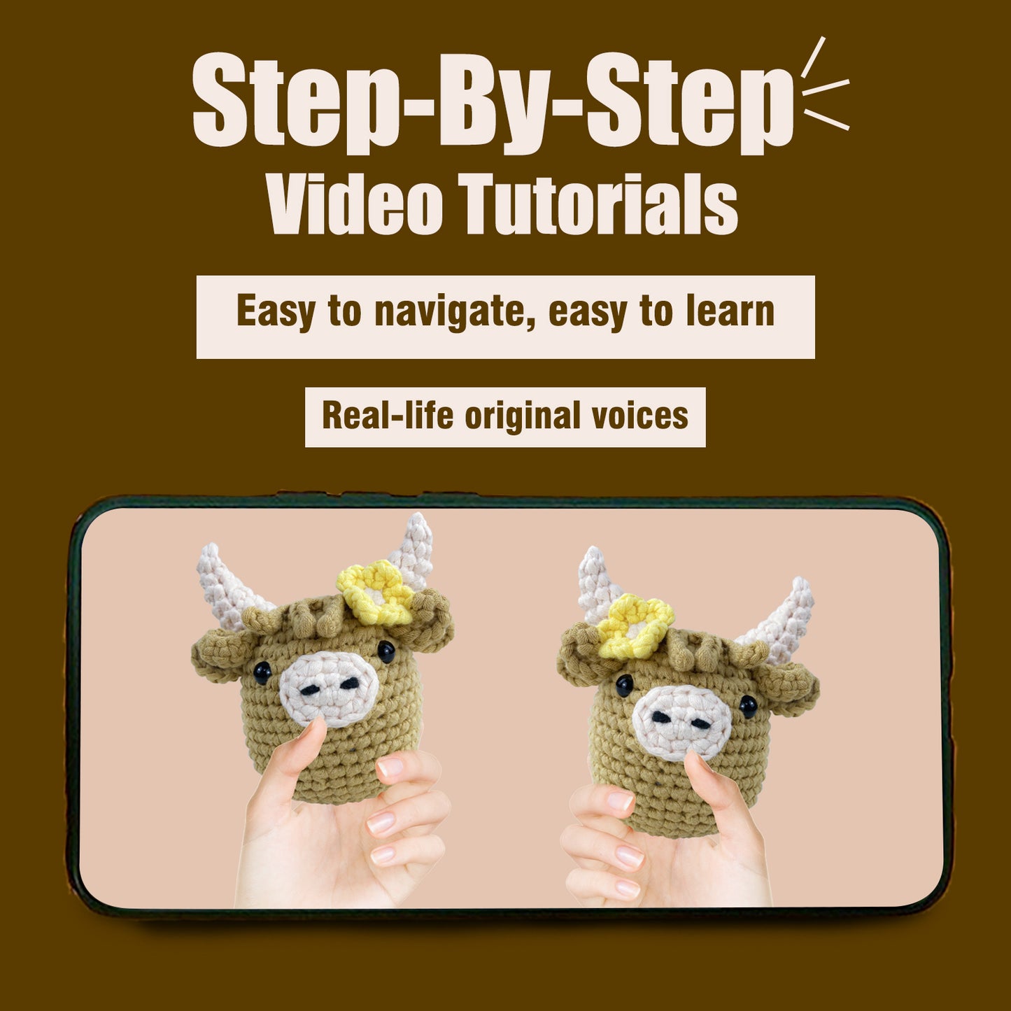 Fergus the Highland Cow Khaki Crochet Kit