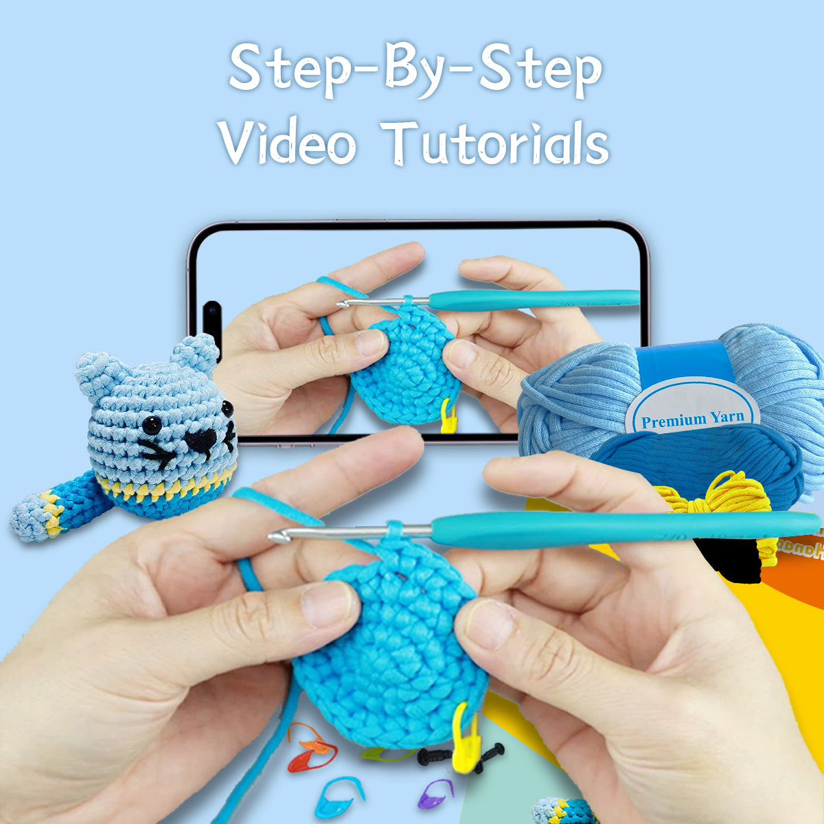 Seraphina the Kitty Blue Crochet Kit